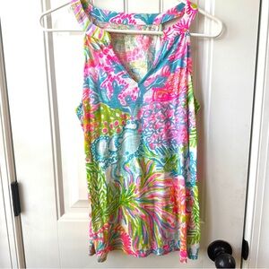 Lilly Pulitzer Arya Tank Top Multicolored Lovers Coral Sz S Small NWOT $48